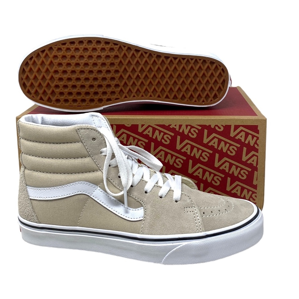 VANS Sk8-Hi Shoes Beige Suede Canvas Casual Sneakers SB Women's Size VN0005U9BLL - Picture 4 of 10